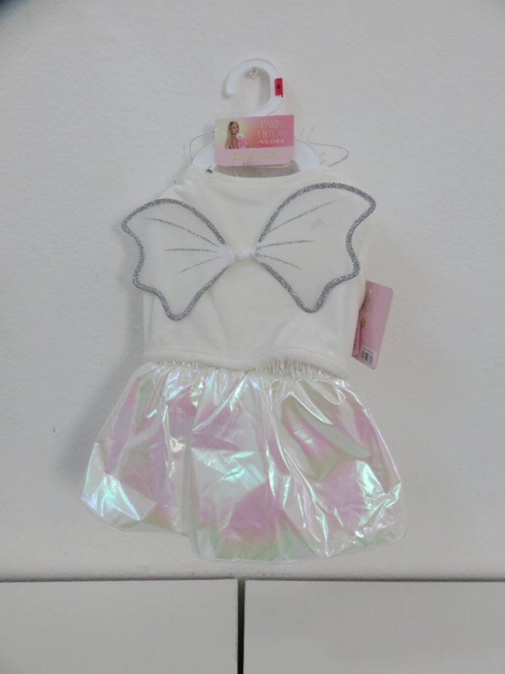 (#143) Paris Hilton White 3pc set Pet Apparel Costume Angel Size S